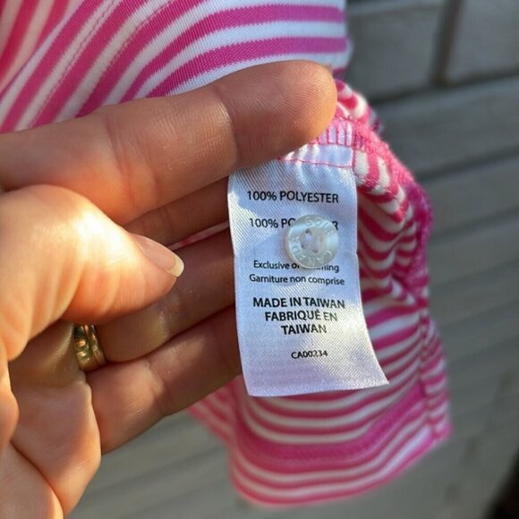 Hudson’s Bay Golf Canada Pink and White Striped Sleeveless Golf Polo Sz L - Picture 5 of 6